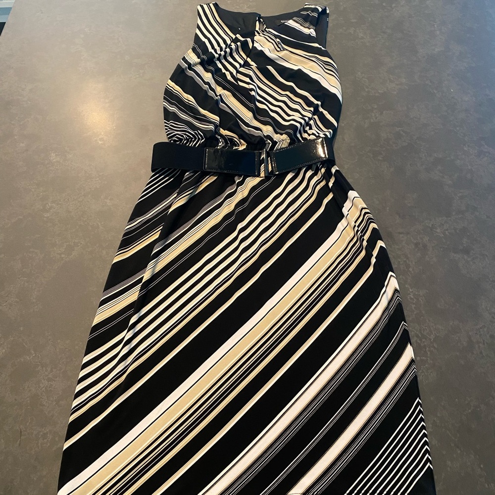 WHBM Sleeveless Striped Midi Dress (Size 4)